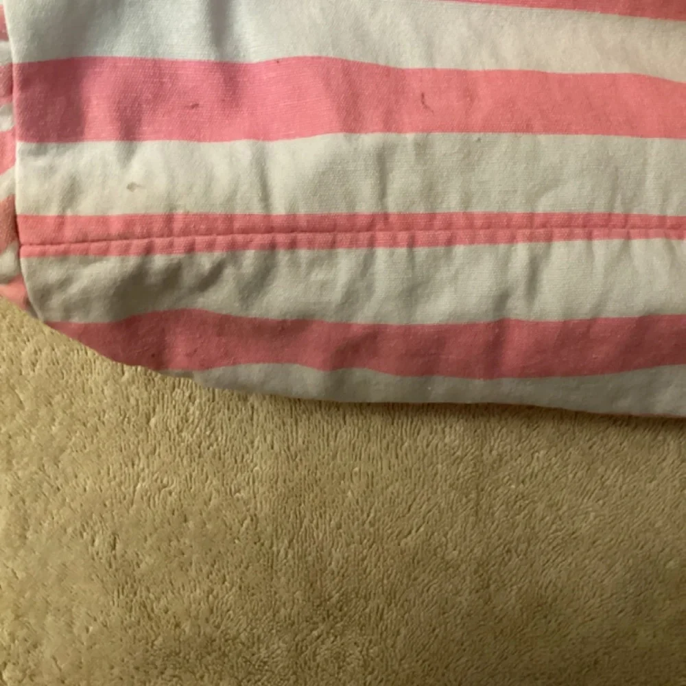 🌞 VICTORIA’S SECRET Pink and White striped REVERSIBLE Bag Tote Hobo Purse